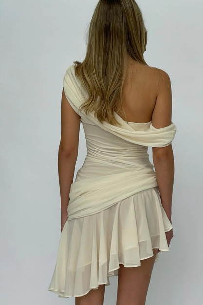 ELISE MESH MINI DRESS - CHIFFON IVORY