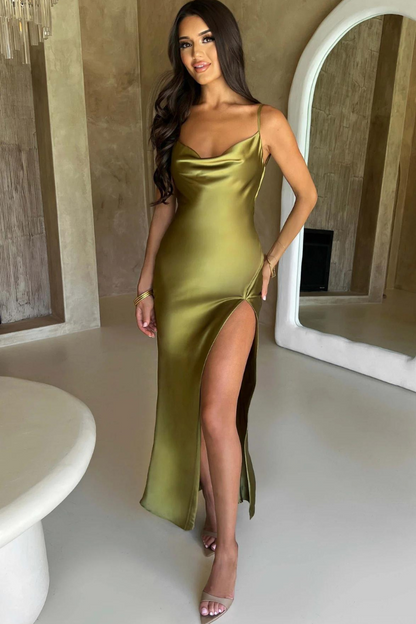 ANDREA SATIN MAXI DRESS - IVORY