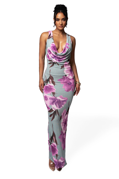 NORA SLEEVELESS MAXI DRESS - BLUE FLORAL