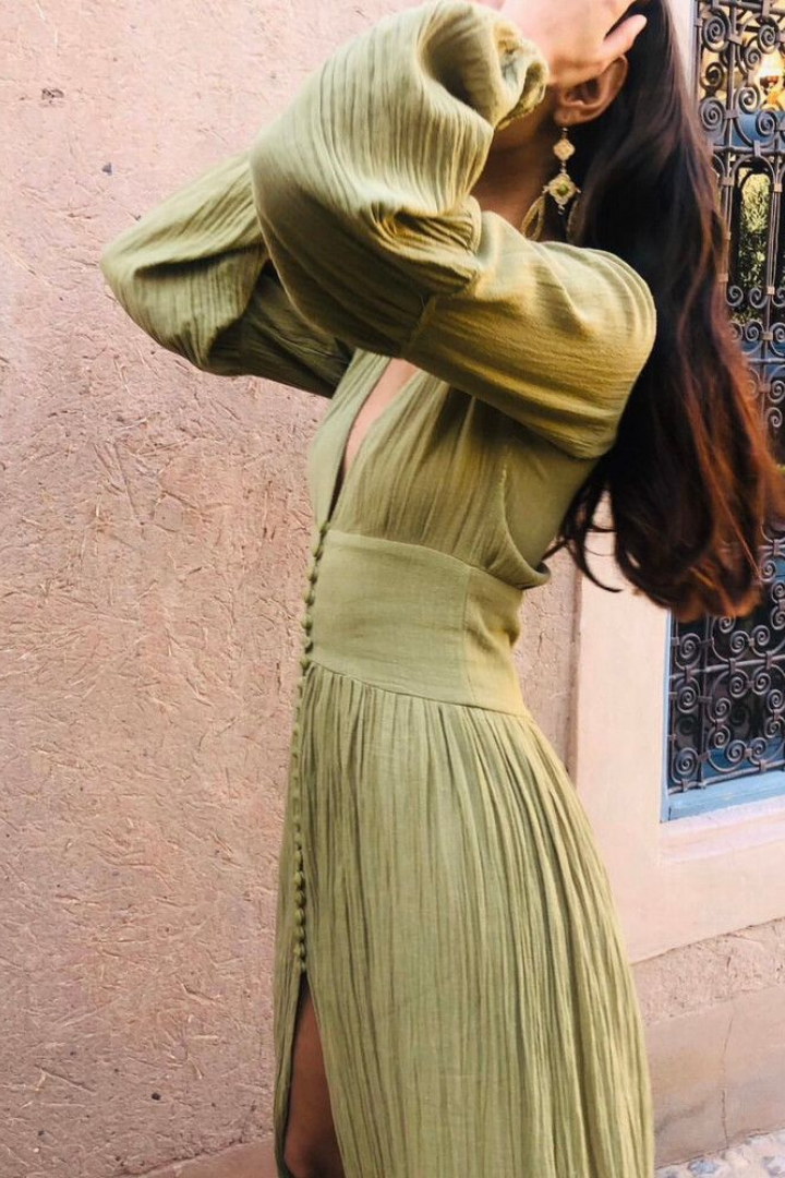ELLA LONG SLEEVE MAXI DRESS - Green