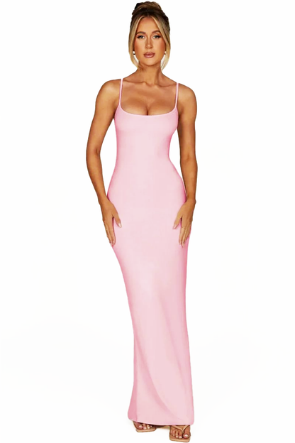 TERESE SLEEVELESS MAXI DRESS-STEEL - Khaki - M