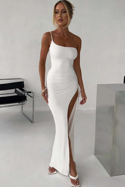 PAULA ONE SHOULDER MAXI DRESS - WHITE
