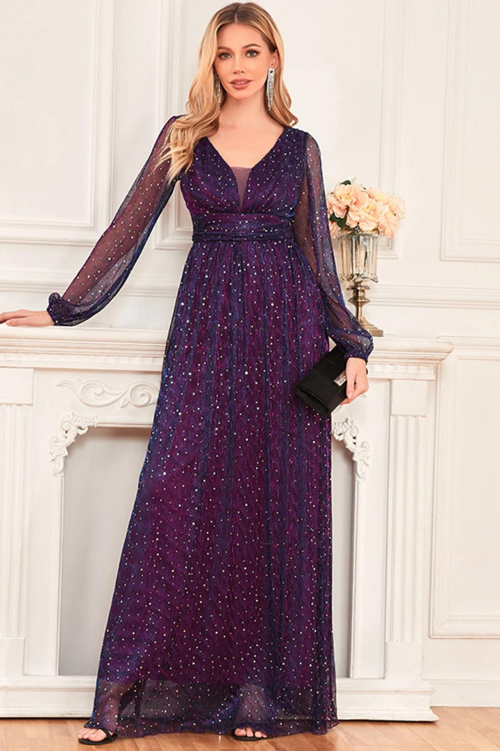 AKRISNA SEQUIN MAXI DRESS - PURPLE