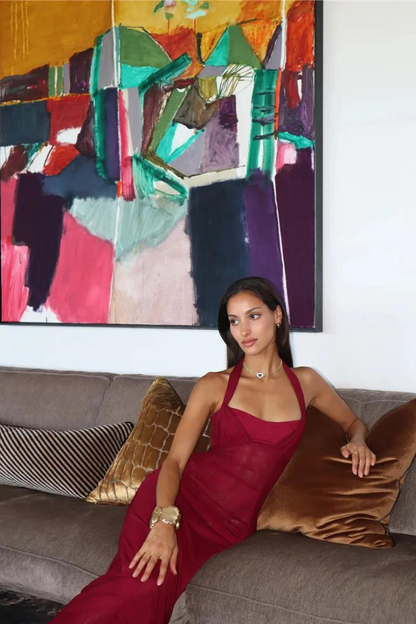 ANTOINETTE MAXI DRESS - RED WINE - Black - M