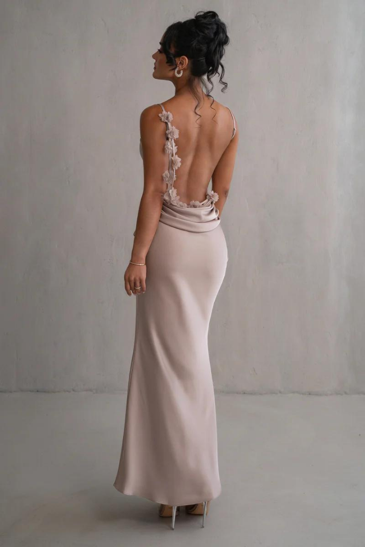 RUBY MAXI LONG DRESS-RED - Wine Red - S