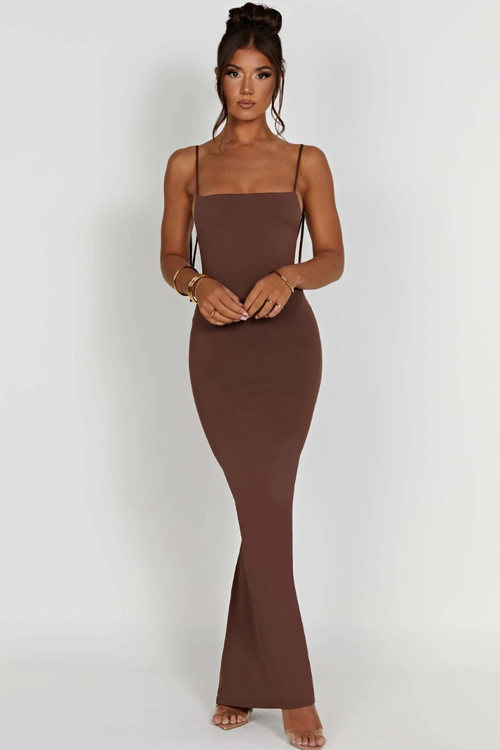 ROSE SLEEVELESS MAXI DRESS - CHOCOLATE - Navy Blue - M