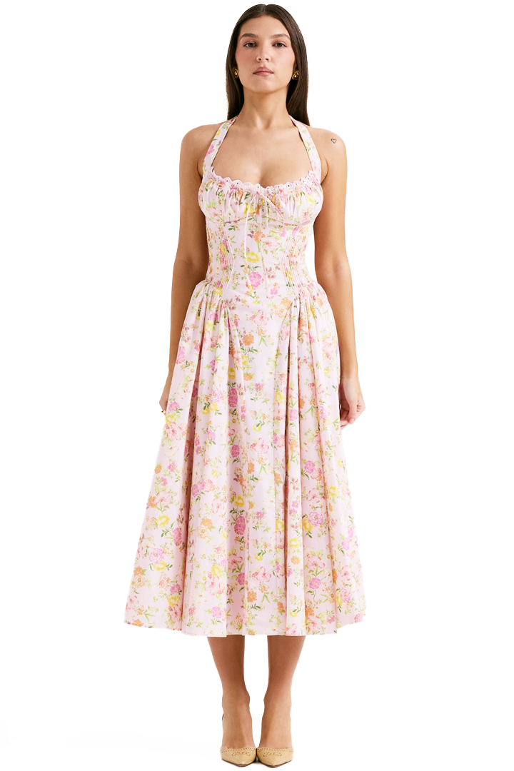 TATIANA HALTER MAXI DRESS-PINK MEADOW