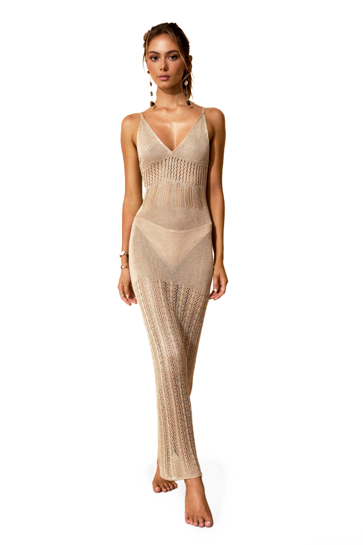 GWYNETH MAXI KNIT DRESS - BEIGE