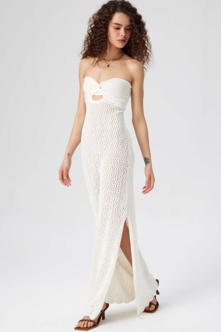 VALENTINE MAXI KNIT DRESS - BEIGE