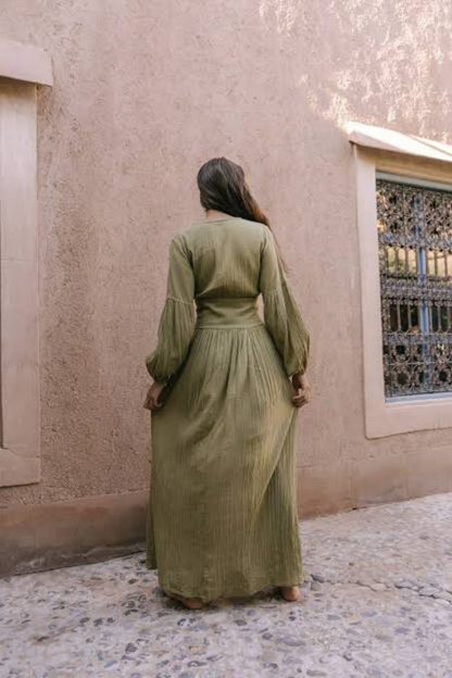 ELLA LONG SLEEVE MAXI DRESS - Green
