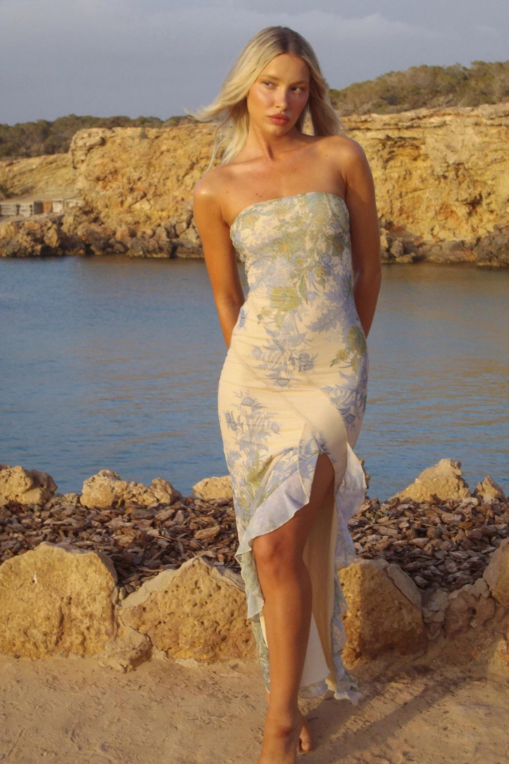 JESSICA STRAPLESS MAXI DRESS - LIGHT GREEN