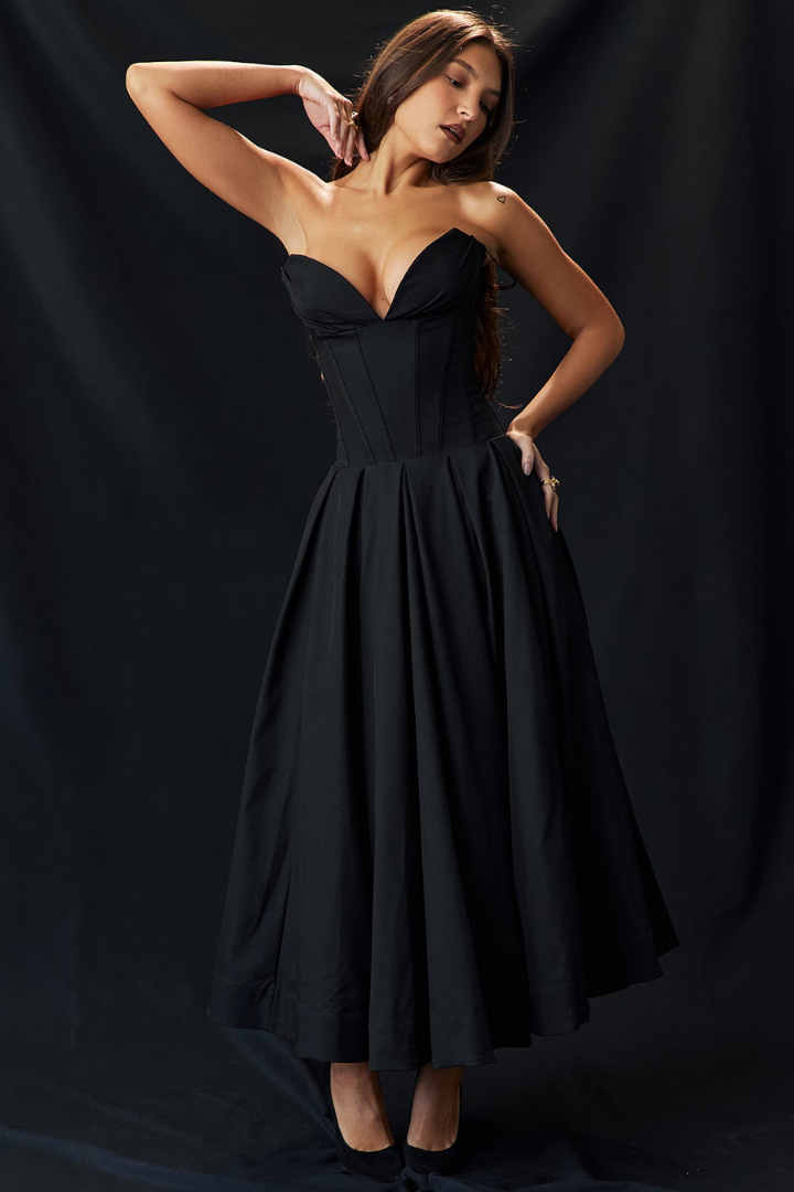 PHOEBE OFF-SHOULDER MAXI DRESS - BLACK