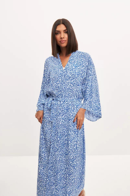 HARRIET MAXI DRESS - LEOPARD BLUE