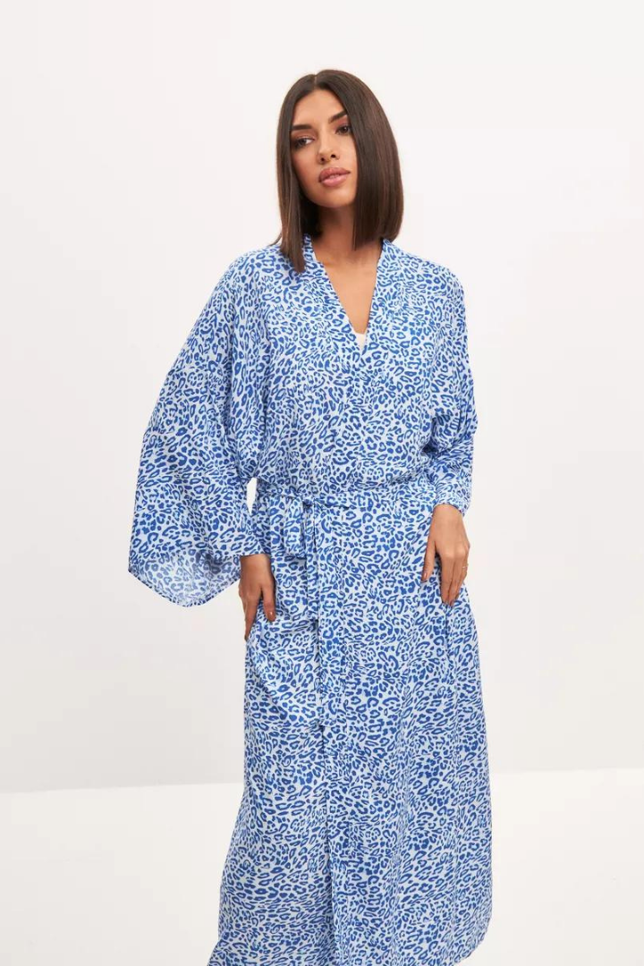 HARRIET MAXI DRESS - LEOPARD BLUE