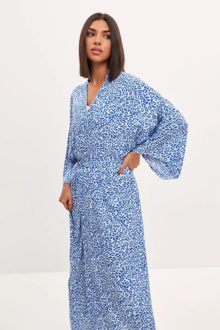 HARRIET MAXI DRESS - LEOPARD BLUE