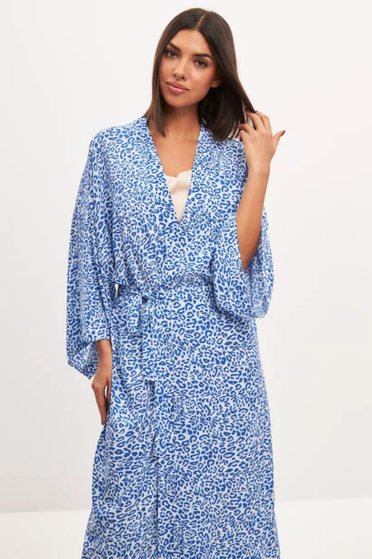 HARRIET MAXI DRESS - LEOPARD BLUE
