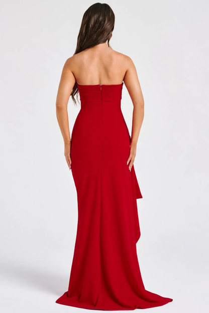 JAQUELINE STRAPLESS MAXI DRESS - BLACK - Wine Red - M