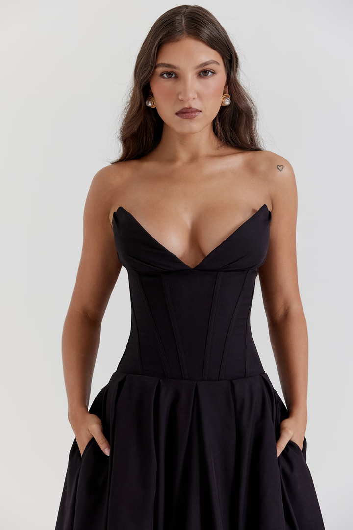 PHOEBE OFF-SHOULDER MAXI DRESS - BLACK