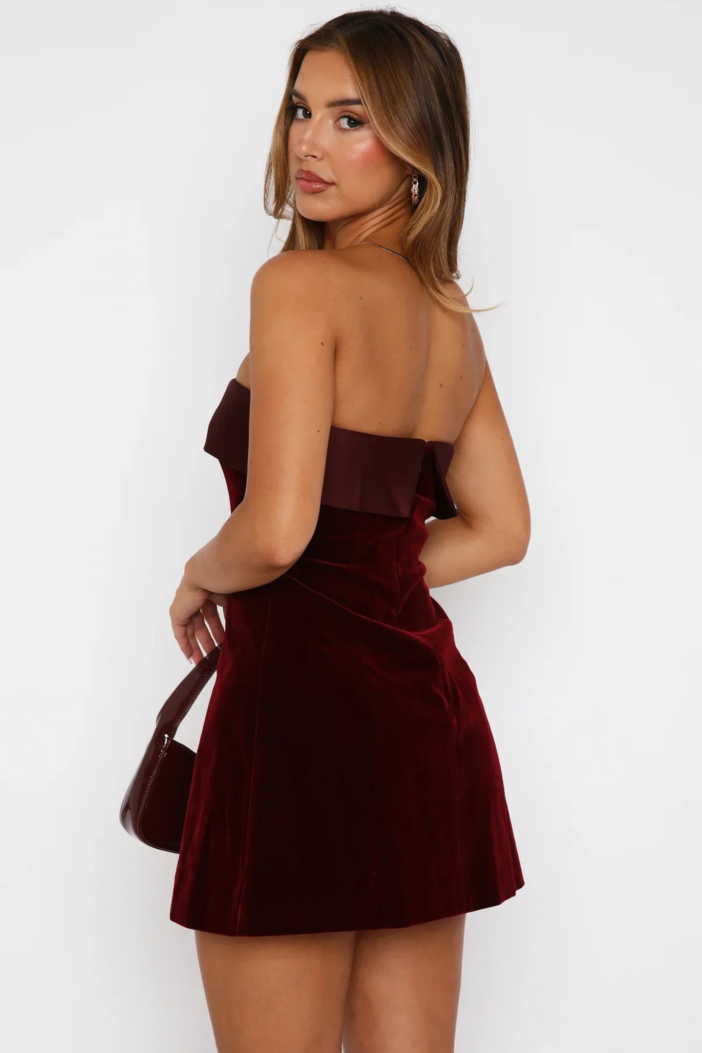 LAURA STRAPLESS MINI DRESS - RED WINE