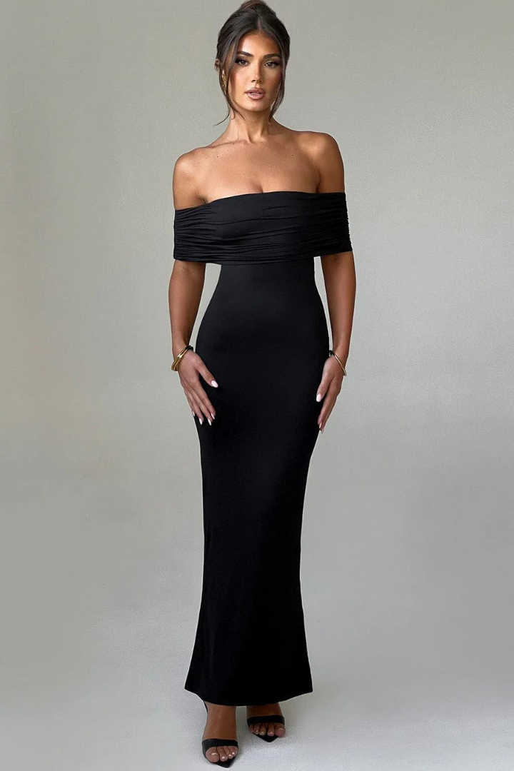 KARLA STRAPLESS MAXI DRESS - BLACK - Wine Red - M