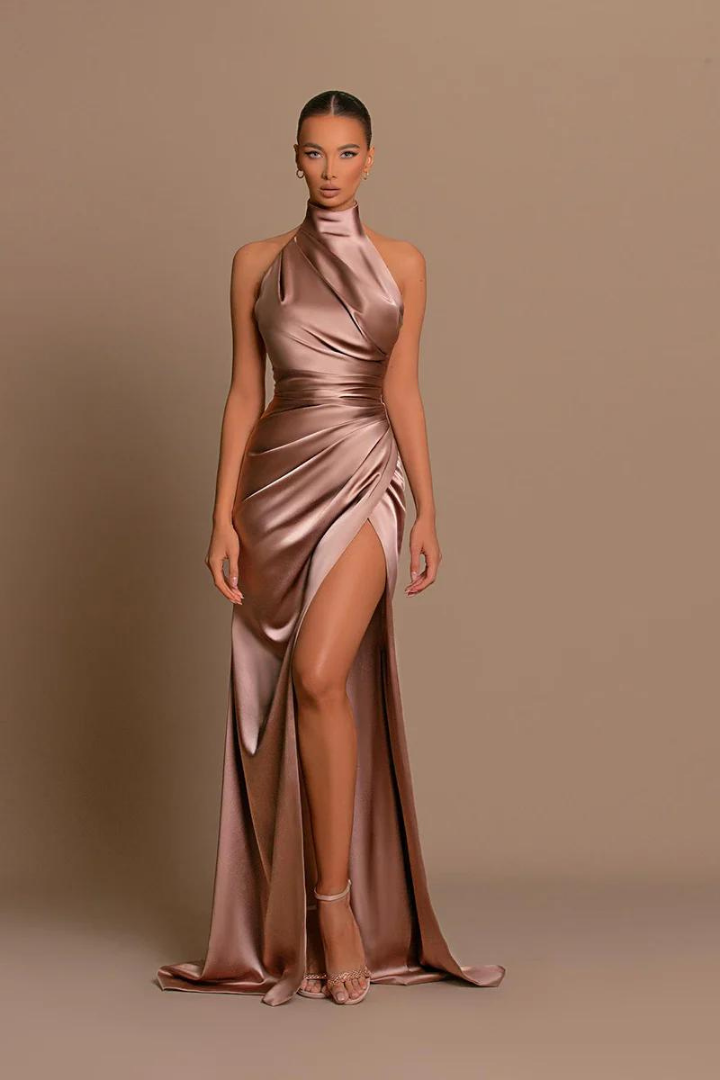 AVELINE HALTER MAXI DRESS - BLACK - Pink - M