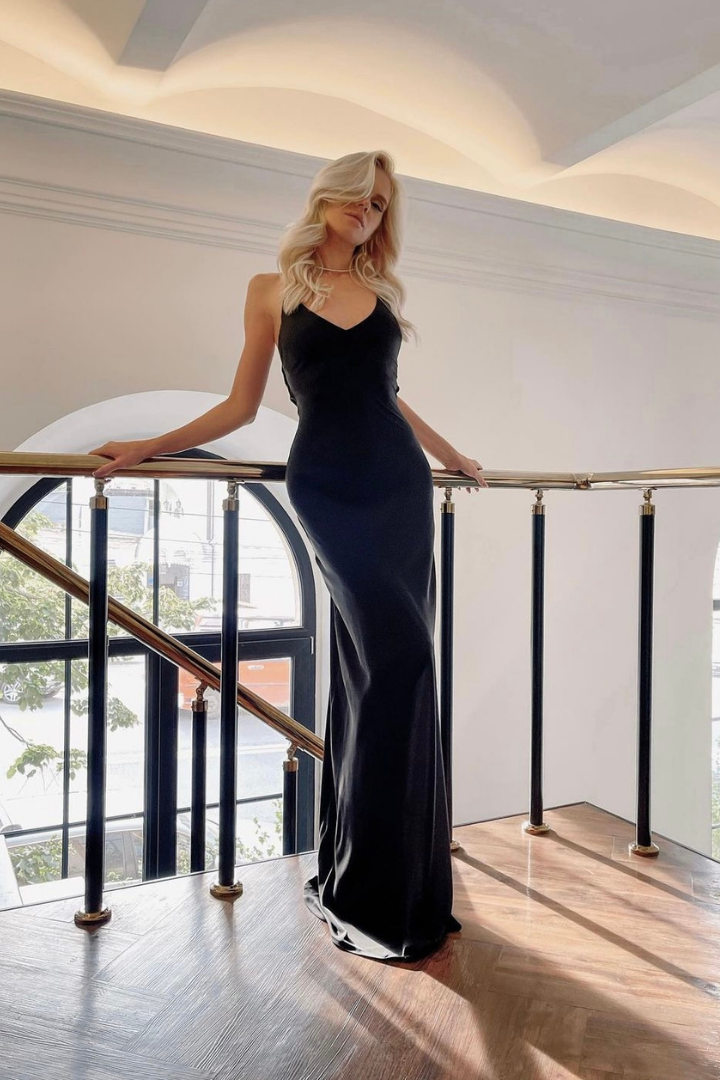 WINTA HALTER MAXI DRESS - SKY BLUE - Black - M