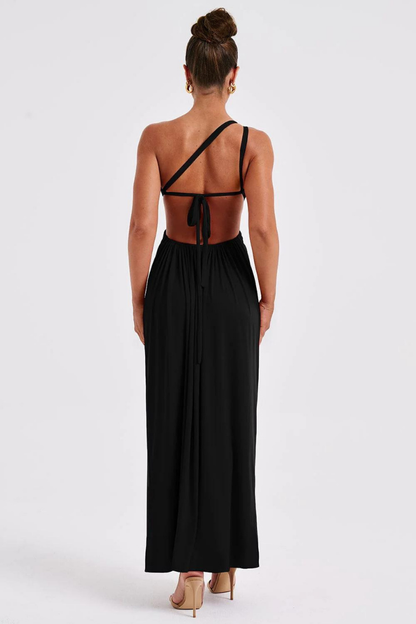 JULIA ONE SHOULDER MAXI DRESS - RED - Red - M