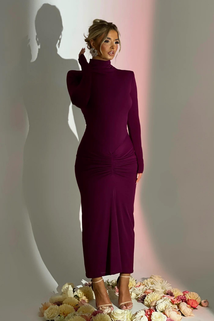 MAVIS LONG SLEEVE MAXI DRESS - Purple - M