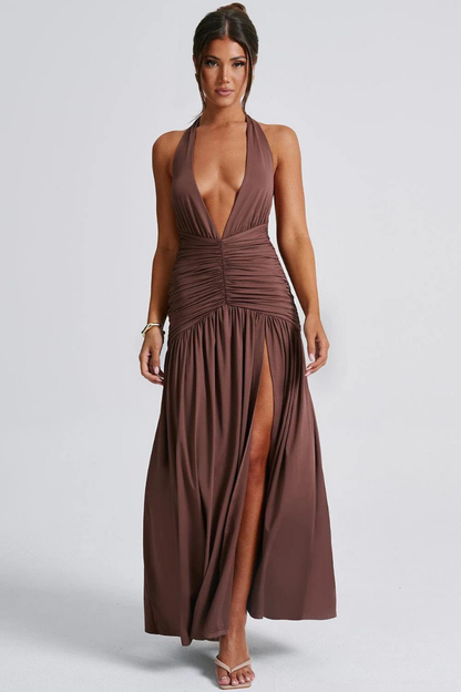 SOFÍA HALTER MAXI DRESS - White - M