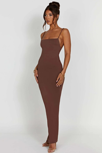 ROSE SLEEVELESS MAXI DRESS - CHOCOLATE - Navy Blue - M