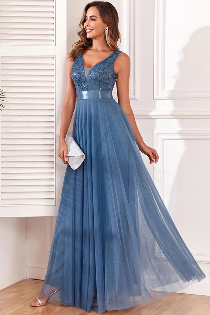 AGNÈS SEQUIN MAXI DRESS - BLUE