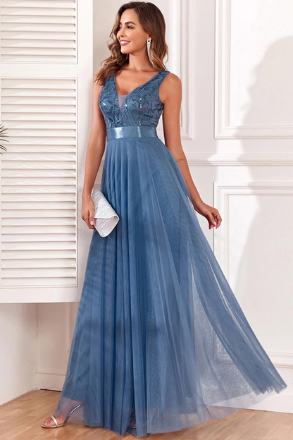 AGNÈS SEQUIN MAXI DRESS - BLUE