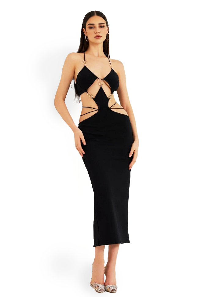 ANTONIA MAXI DRESS - BLACK SWAN