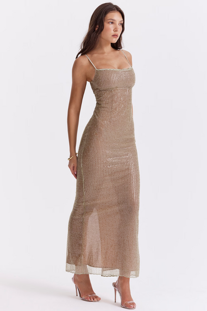 BELEN SLEEVELESS MAXI DRESS - CAFE LATE