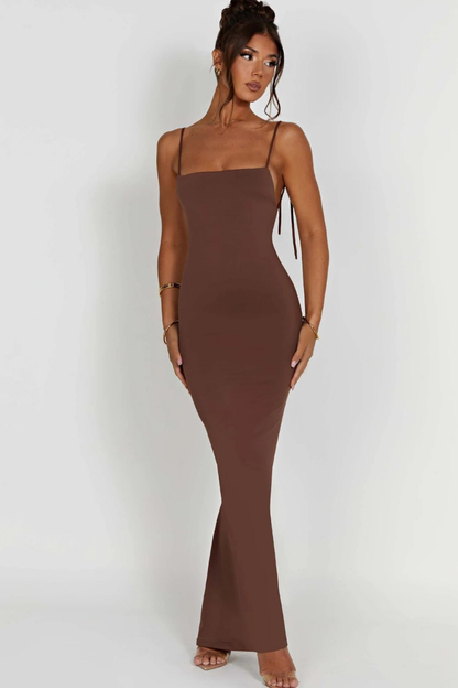 ROSE SLEEVELESS MAXI DRESS - CHOCOLATE - Navy Blue - M