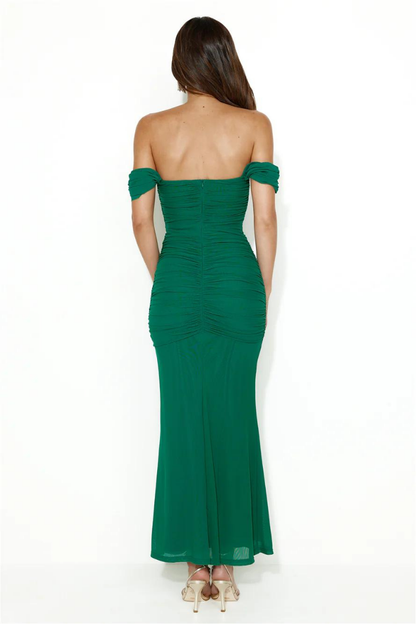 WILMA OFF-SHOULDER MAXI DRESS-GREEN - Green - M