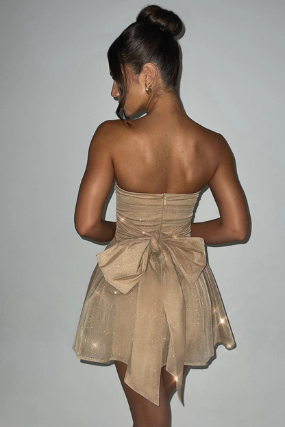 LEONA STRAPLESS MINI DRESS - KHAKI