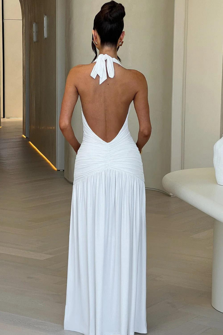 SOFÍA HALTER MAXI DRESS - White - M