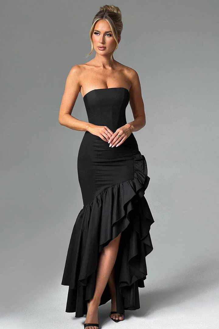 SILVIA STRAPLESS MAXI DRESS - BLACK