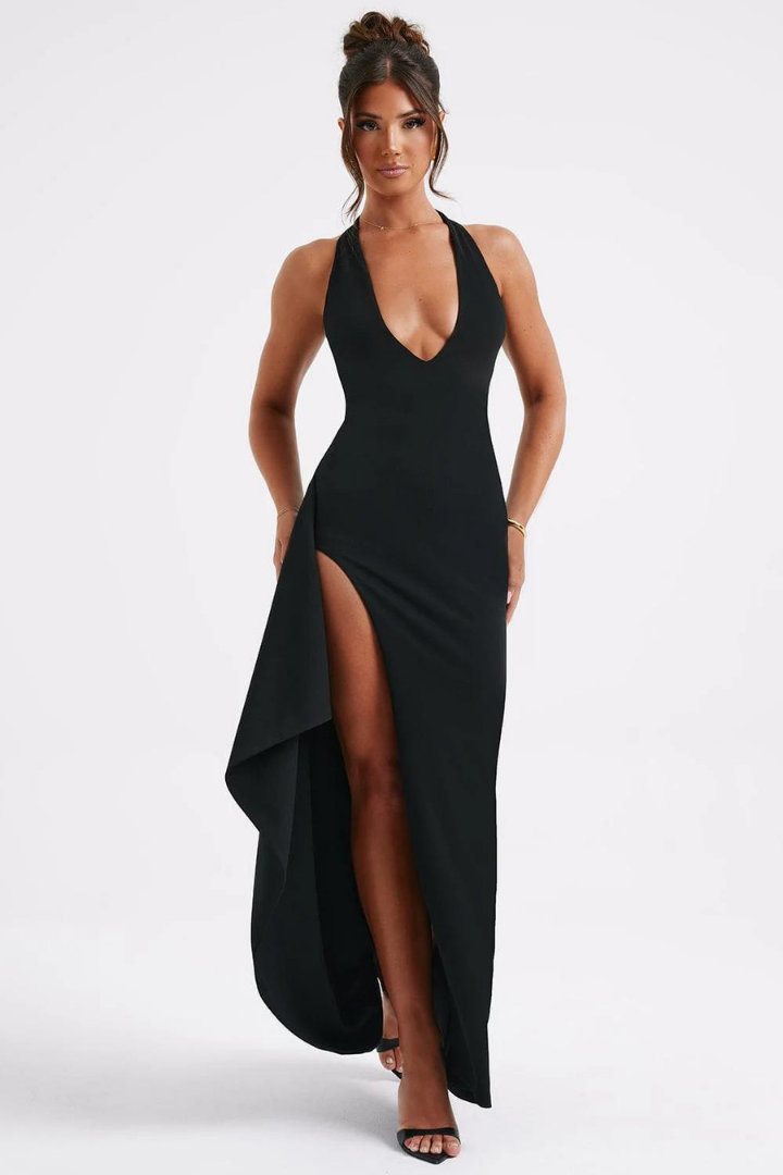RUTH HALTER MAXI DRESS-BLACK - Black - S