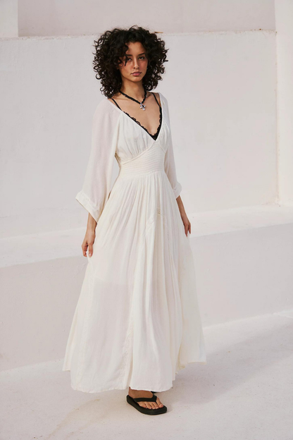 BRIGETTE CHIFFON MAXI DRESS - WHITE*