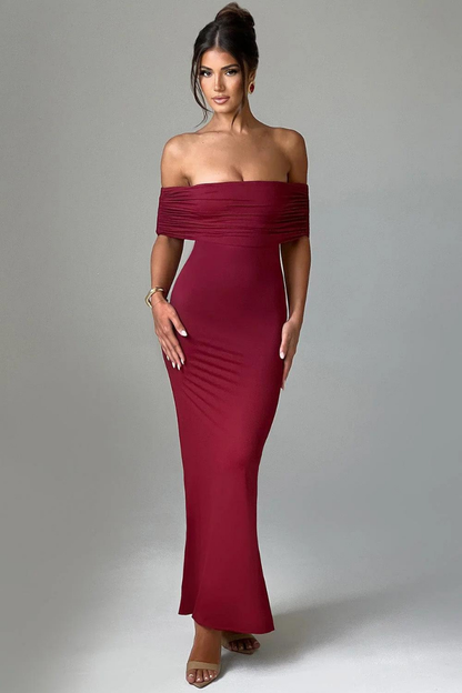 KARLA STRAPLESS MAXI DRESS - BLACK - Wine Red - M