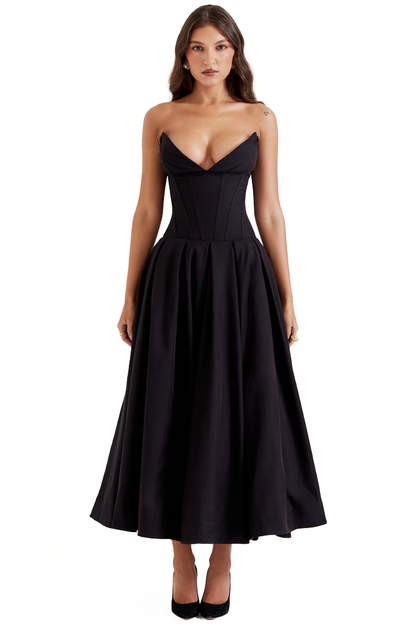 PHOEBE OFF-SHOULDER MAXI DRESS - BLACK