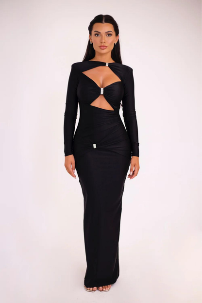 EMERSYN LONG SLEEVE MAXI DRESS - BLUE - Blue - M