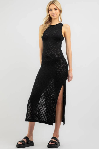 MALTERA SPLIT MAXI DRESS - BLACK &quot; breng more sizes &quot;