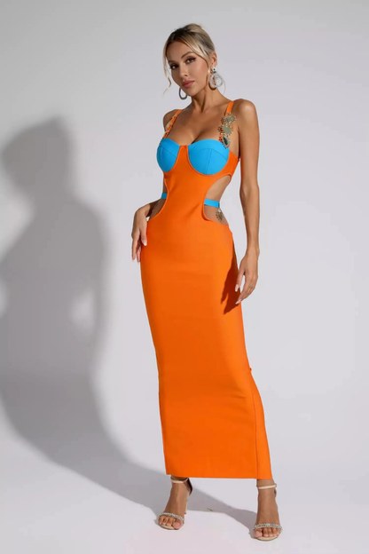 CARINA SLEEVELESS MINI DRESS - ORANGE LONG