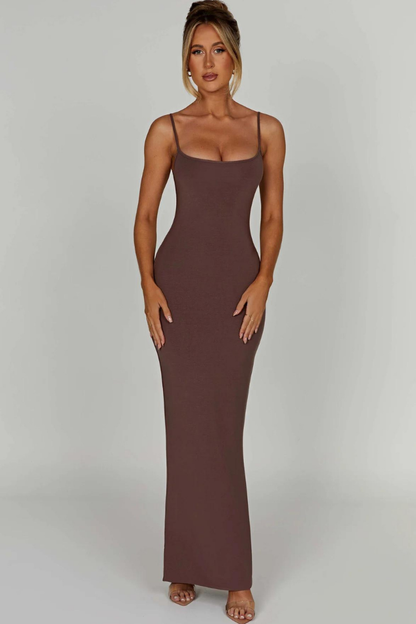 TERESE SLEEVELESS MAXI DRESS-STEEL - Khaki - M