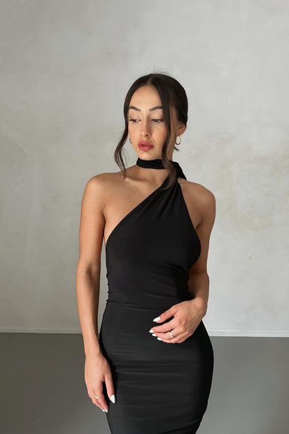 ESMERALDA OBLIQUE SHOULDER MAXI DRESS - ROSE - Red - M