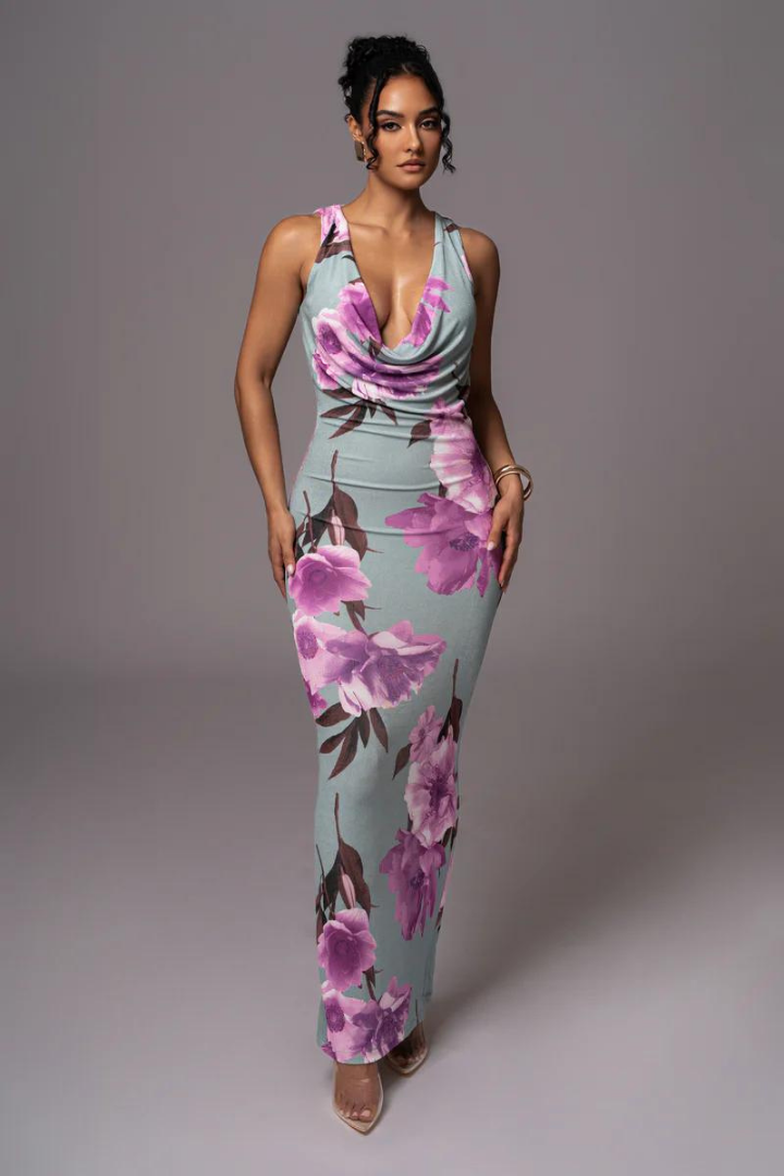 NORA SLEEVELESS MAXI DRESS - BLUE FLORAL