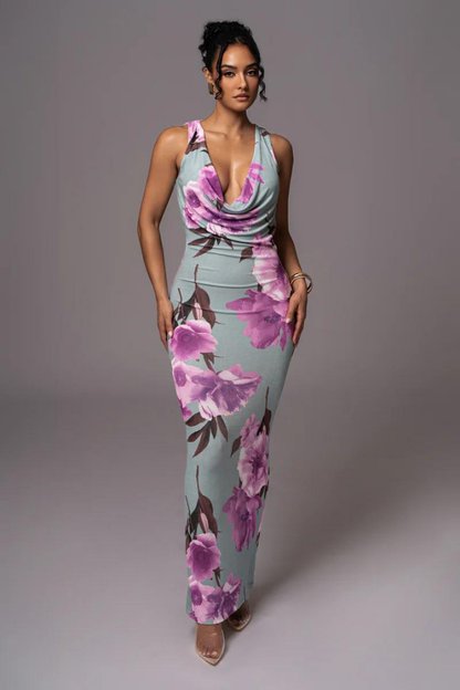 NORA SLEEVELESS MAXI DRESS - BLUE FLORAL